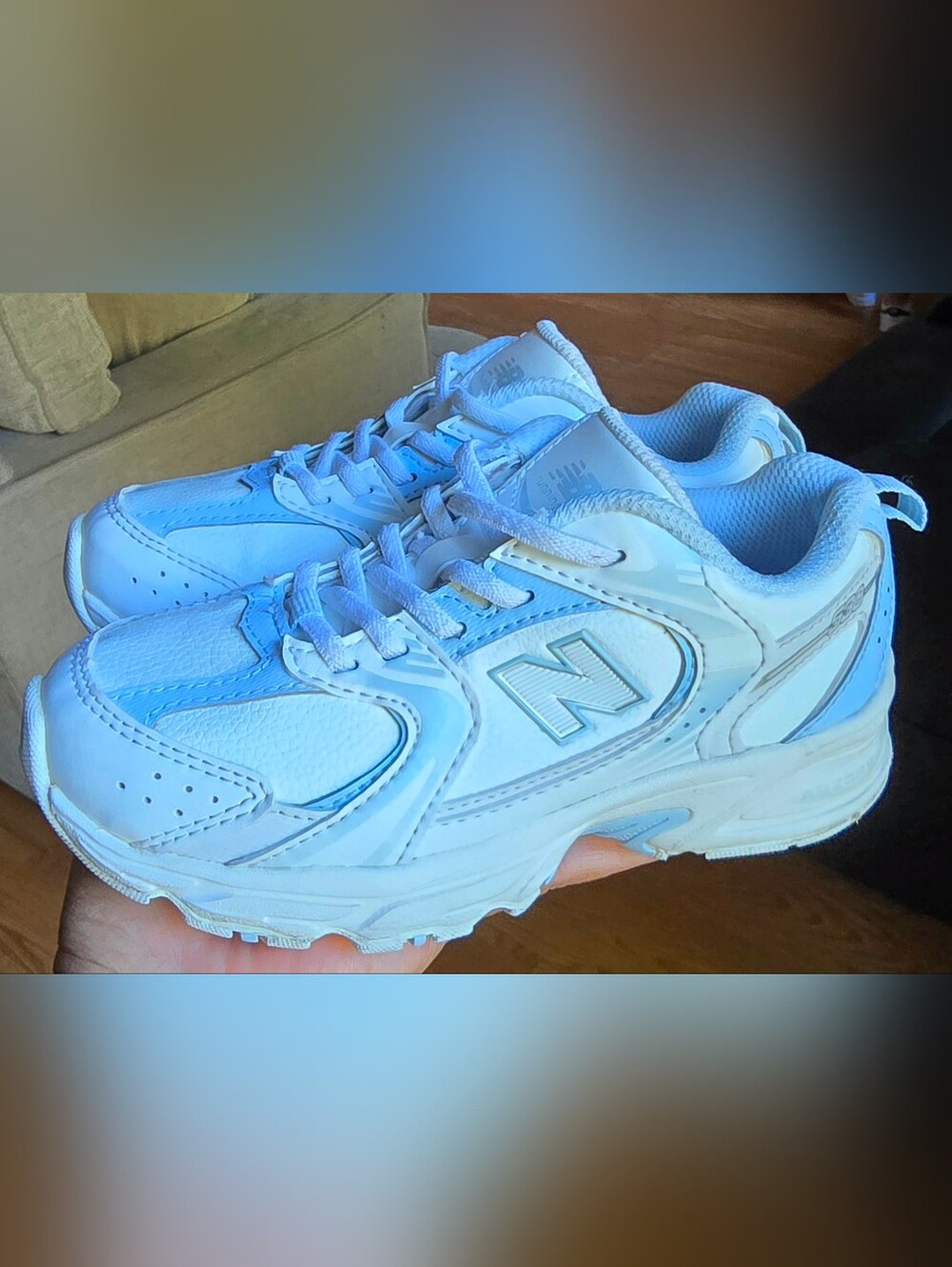 Sz 12 Toddler Kids NEW BALANCE 530 'White Starlight' Bungee Lace